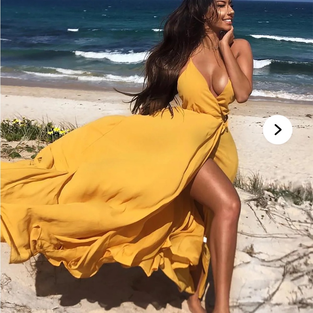 Fashion Nova One Shoulder Yellow Dress
